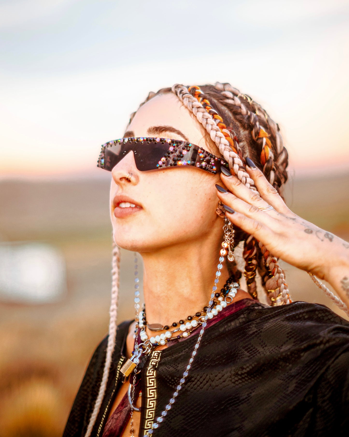 Blinged, sustainable, handmade sunglasses. 