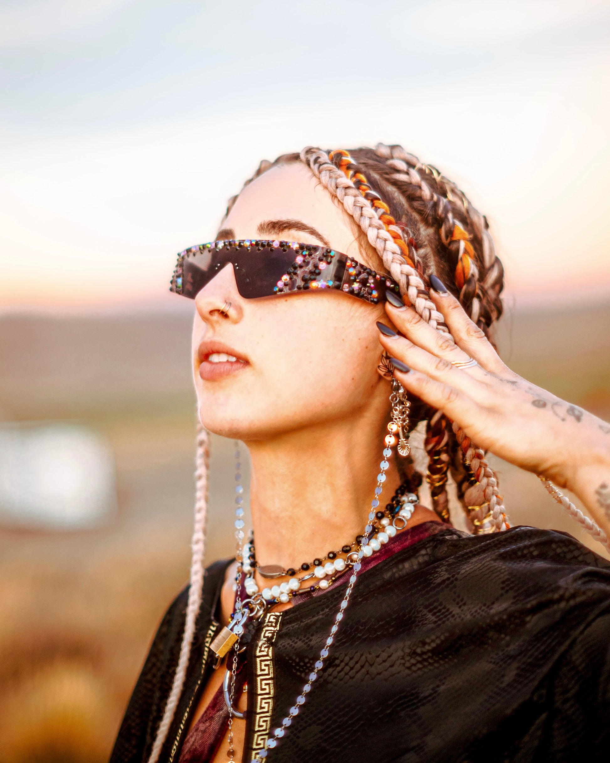 Blinged, sustainable, handmade sunglasses. 