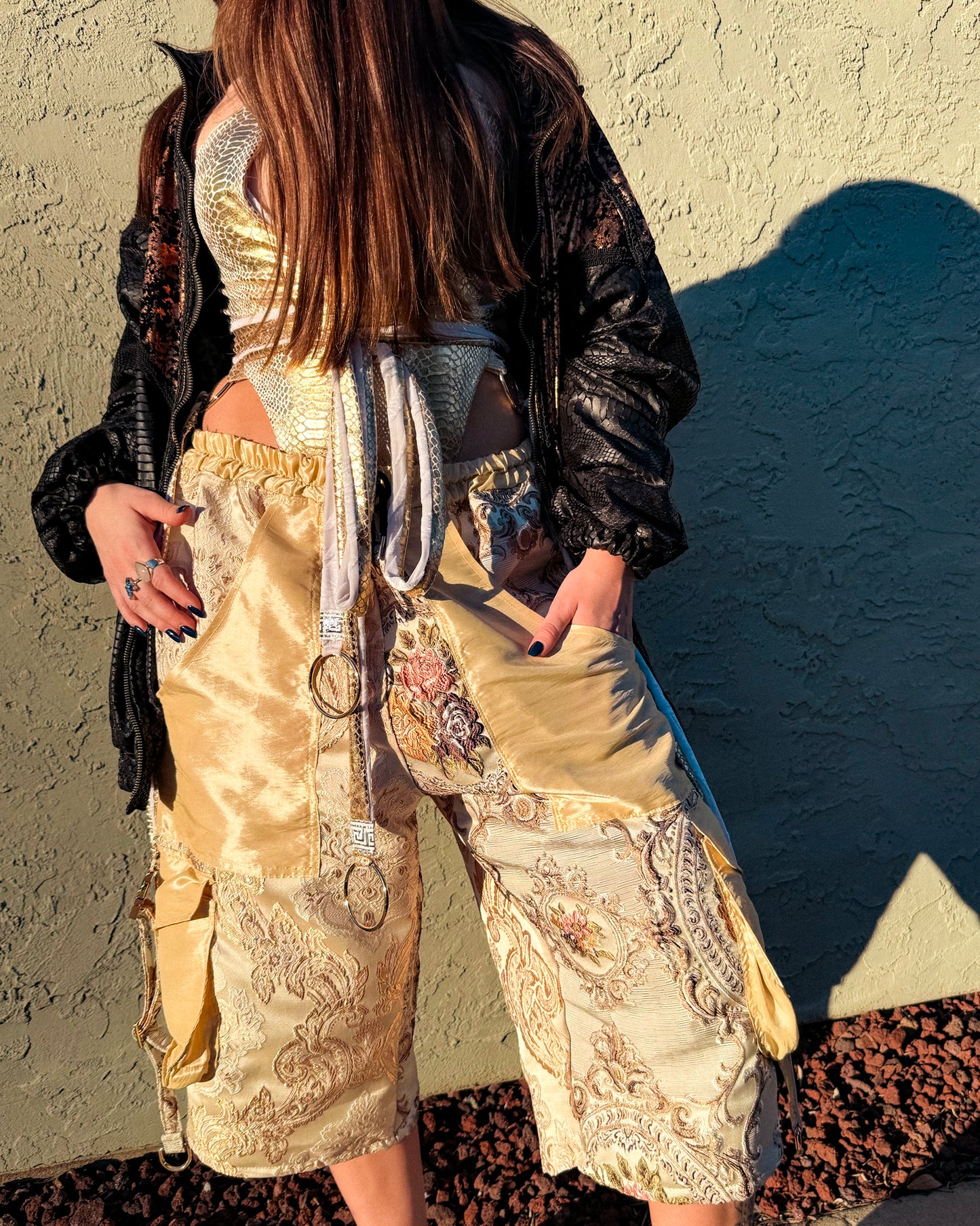 Ivory Rose Unisex Upholstery Cargo Shorts