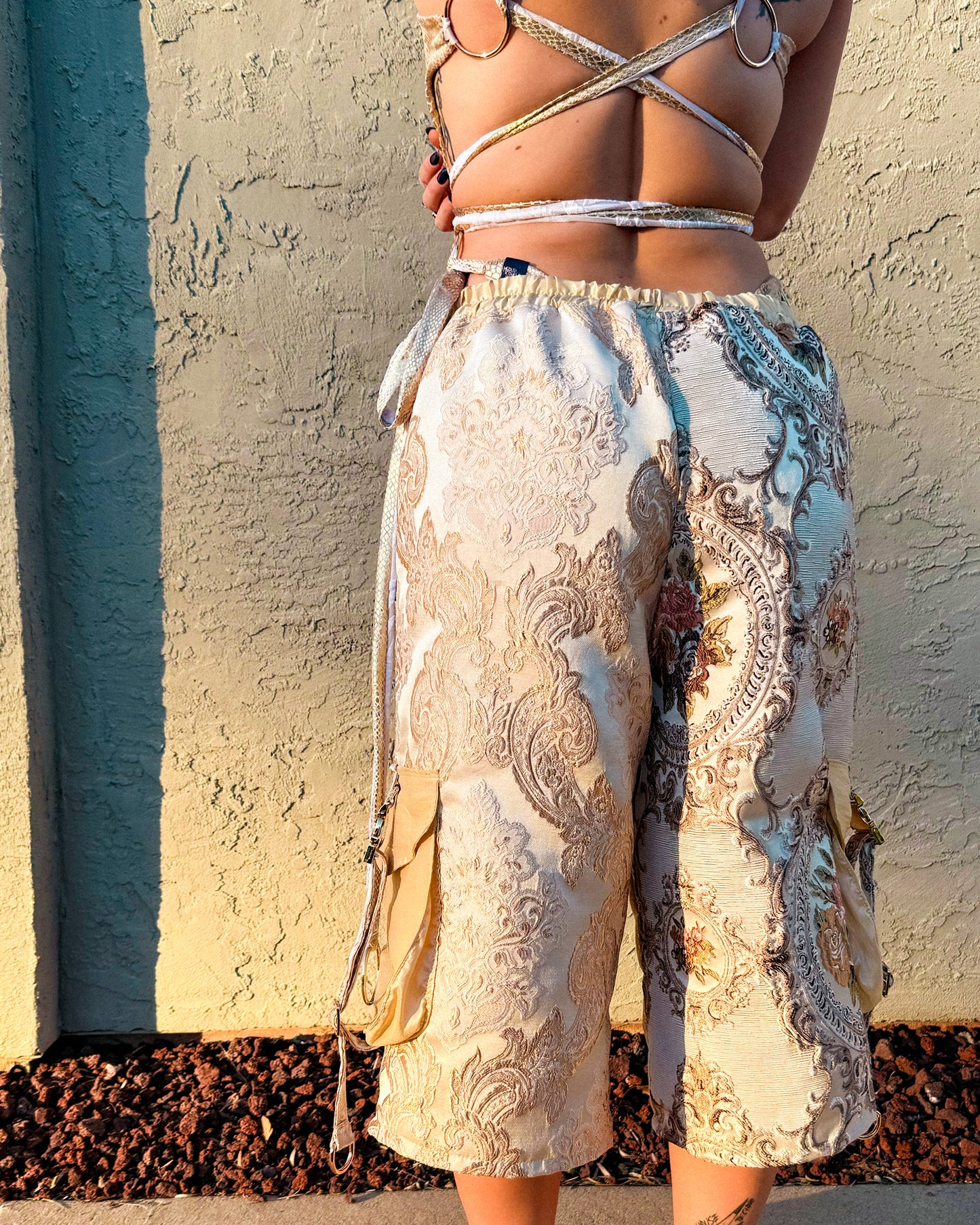 Ivory Rose Unisex Upholstery Cargo Shorts