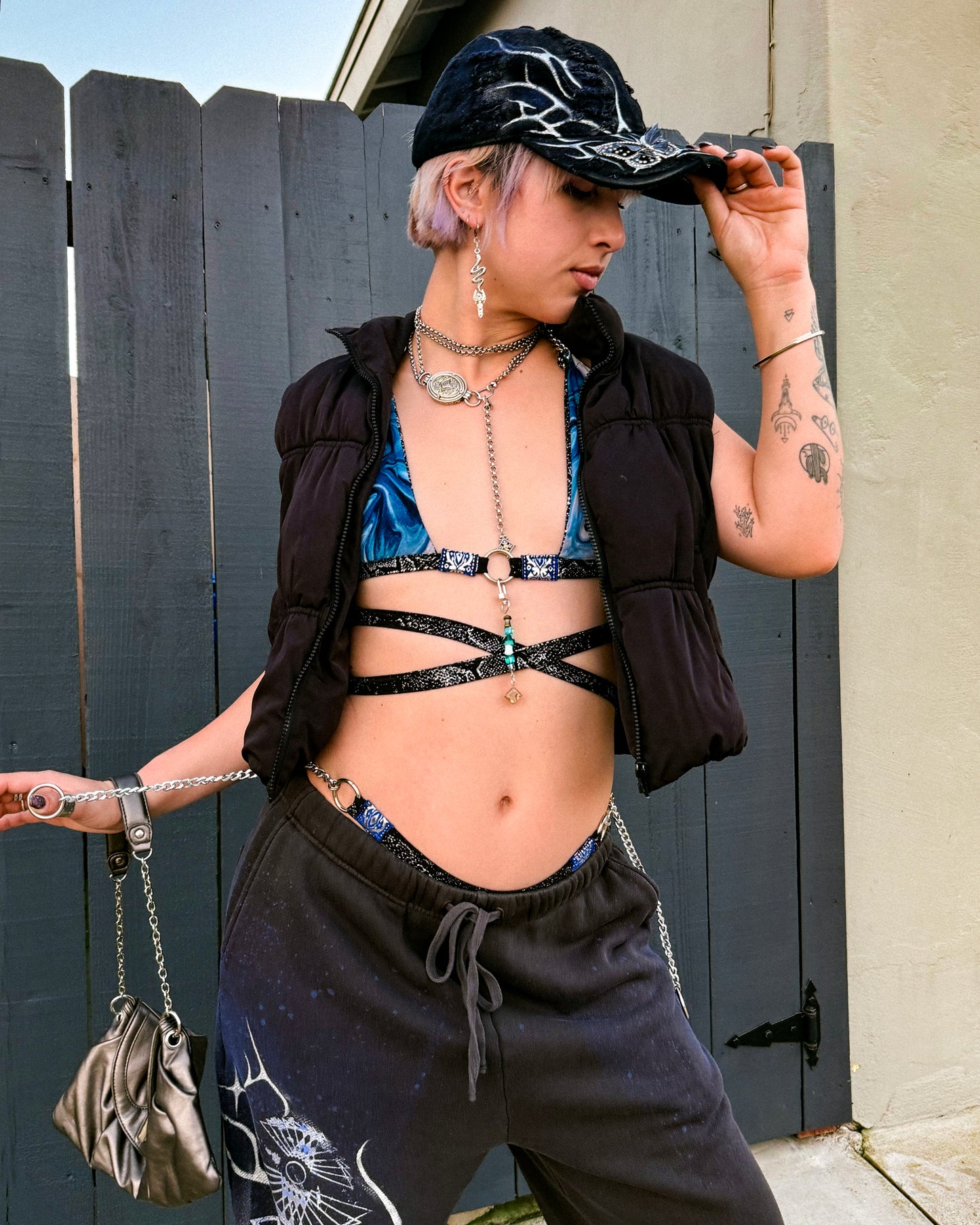 Midnight Butterfly Hand-Painted Hat