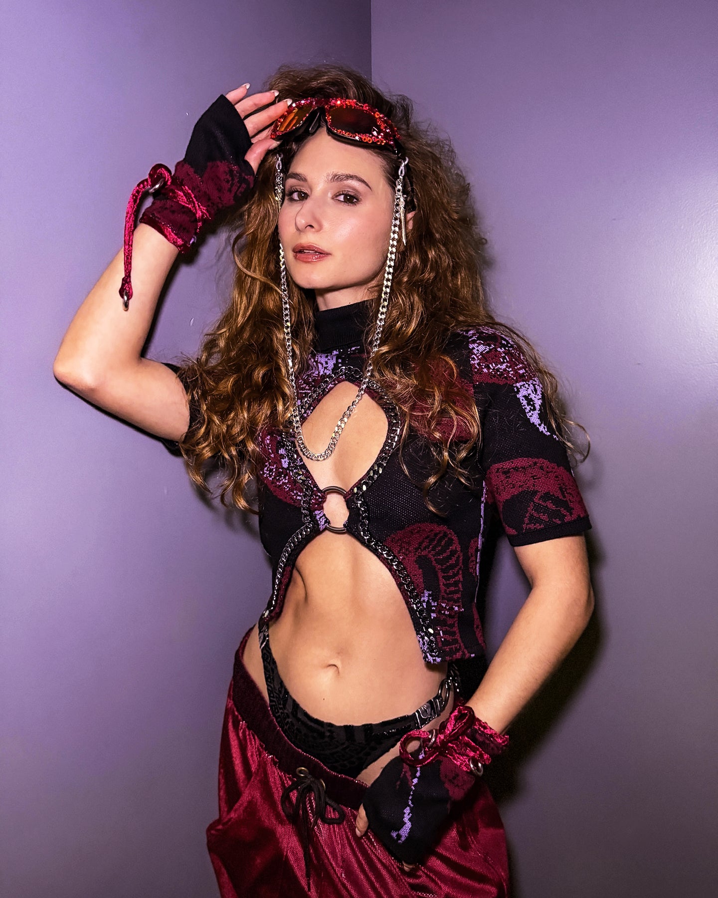 Crimson Slither Top & Gloves Set