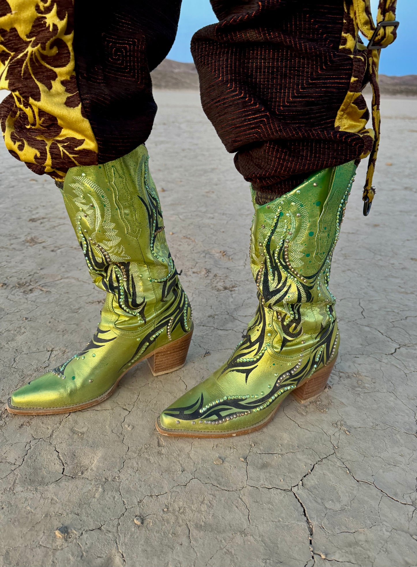 Kiwi Cyber-Cowgirl Boots [ready-to-ship]