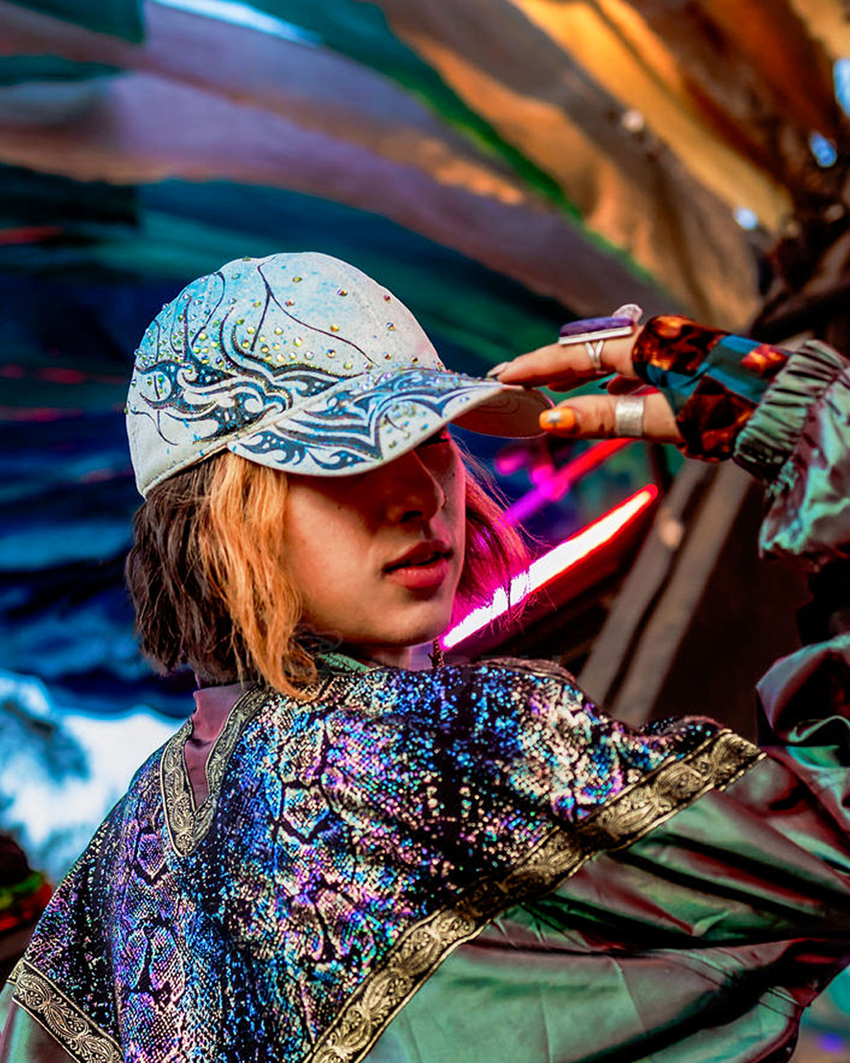 Electricity Hand-Painted Genuine Leather Hat